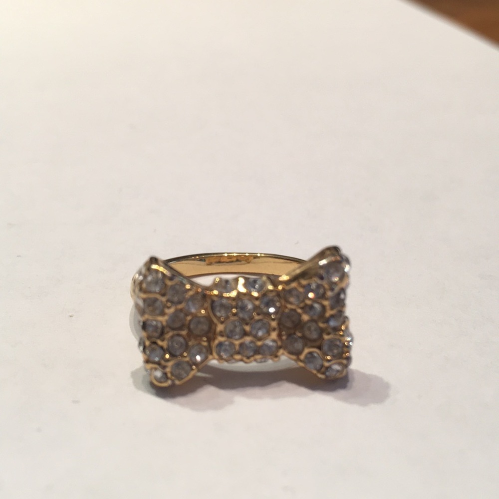 Kate Spade Pave Gold Bow Ring size 6